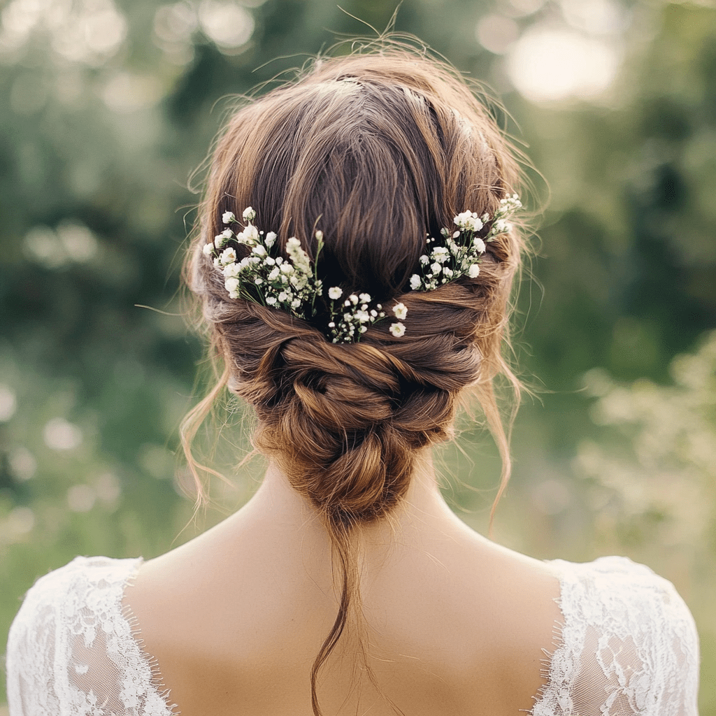 Menyasszonyi konty virággal