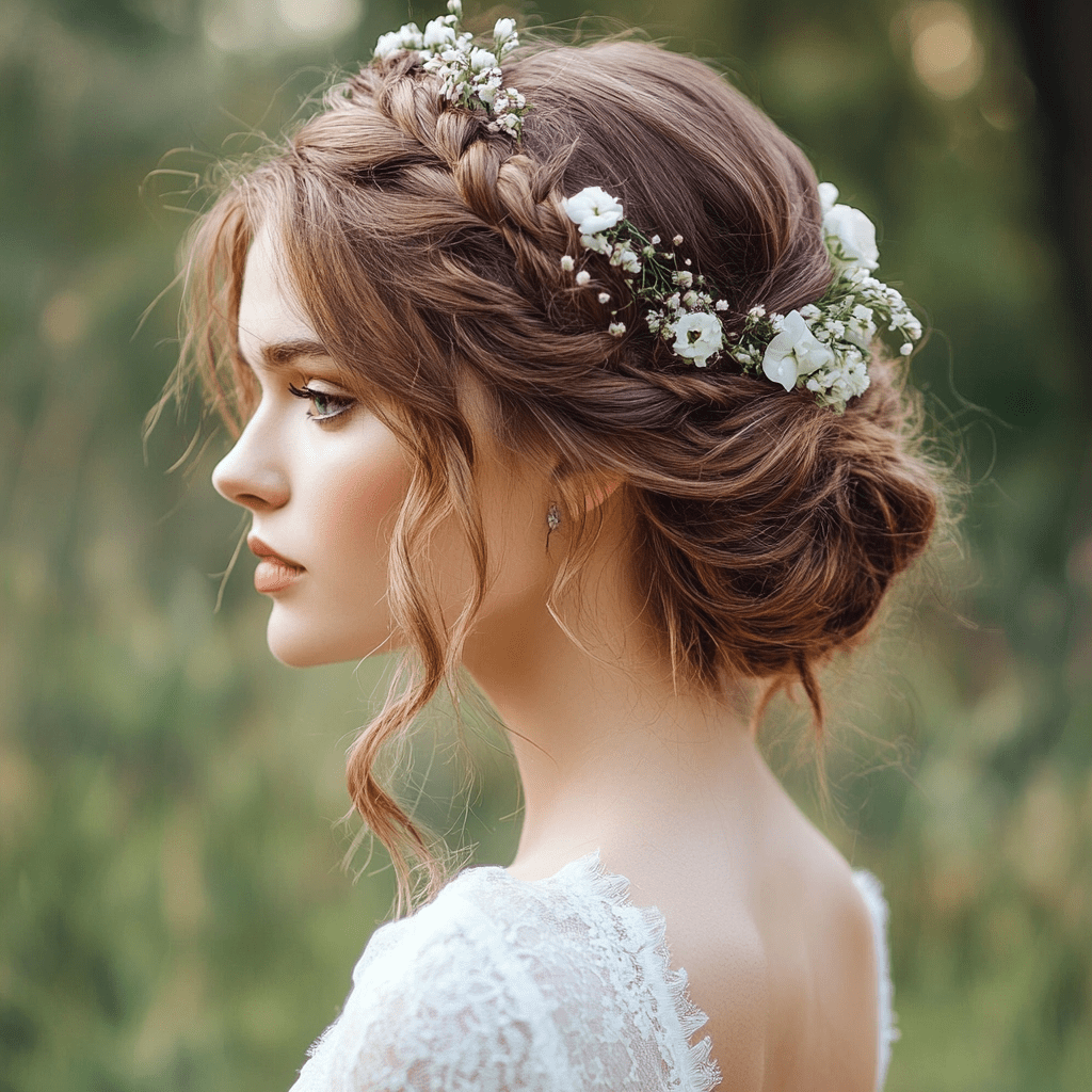 Menyasszonyi konty virággal