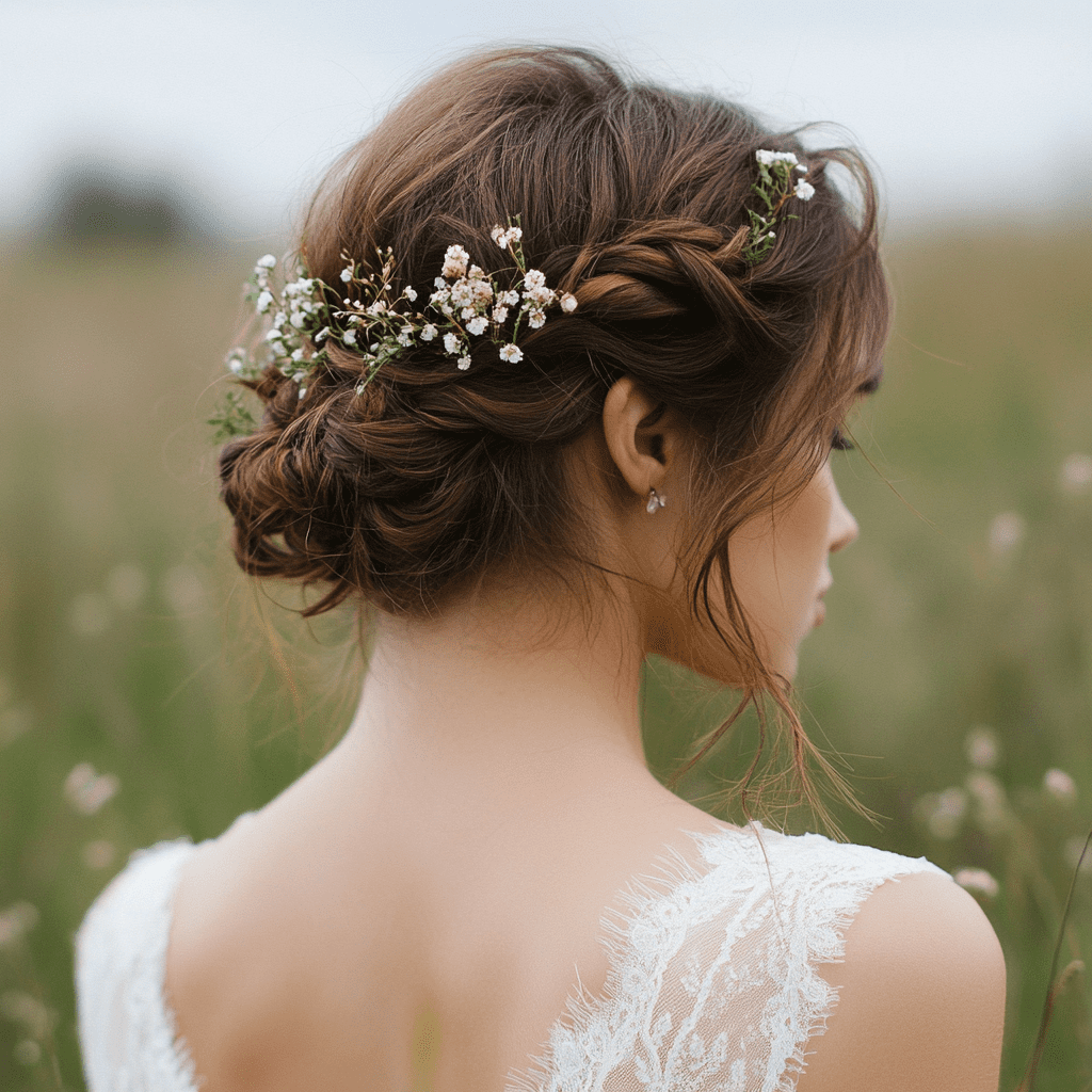 Menyasszonyi konty virággal