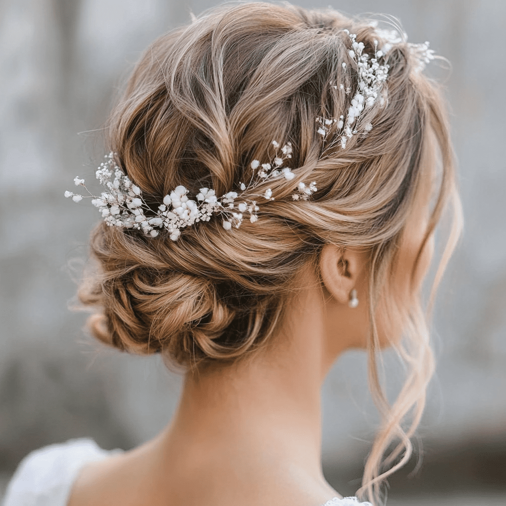 Menyasszonyi konty virággal