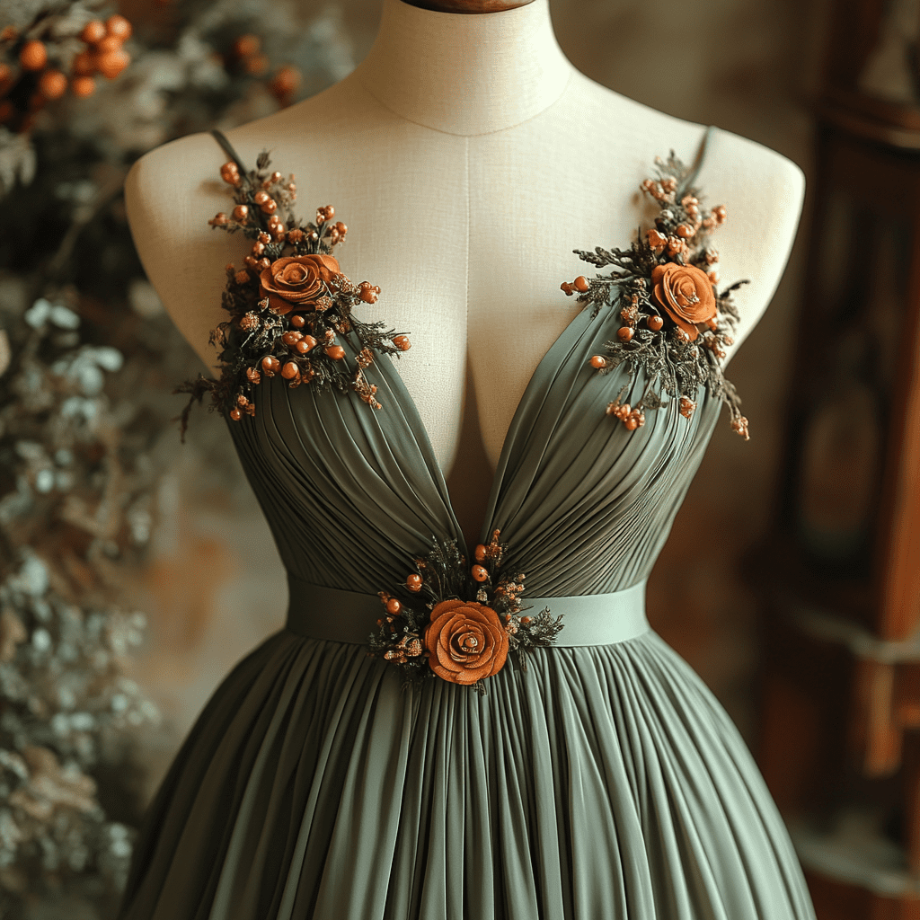 Olajzöld koszorúslány ruha