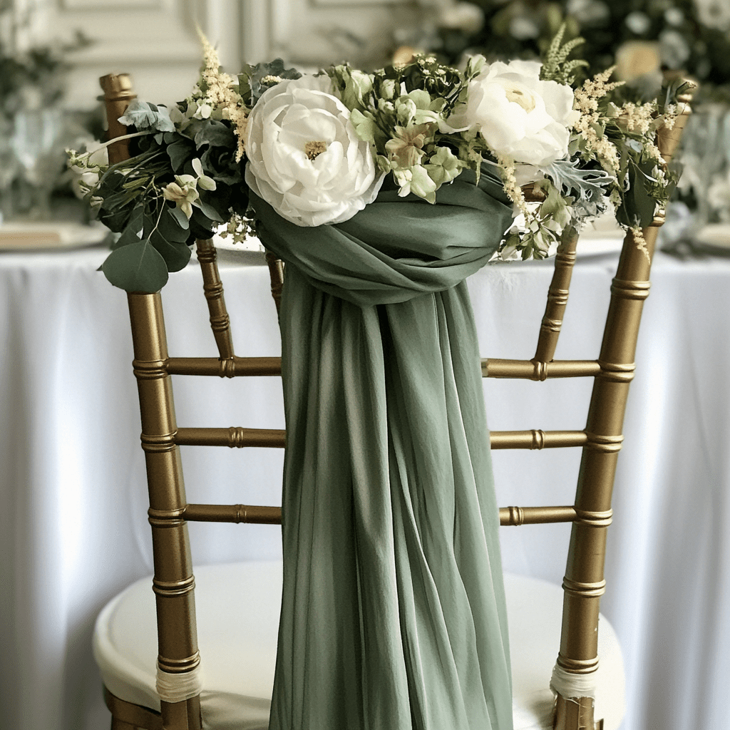 Olajzöld esküvői dekoráció