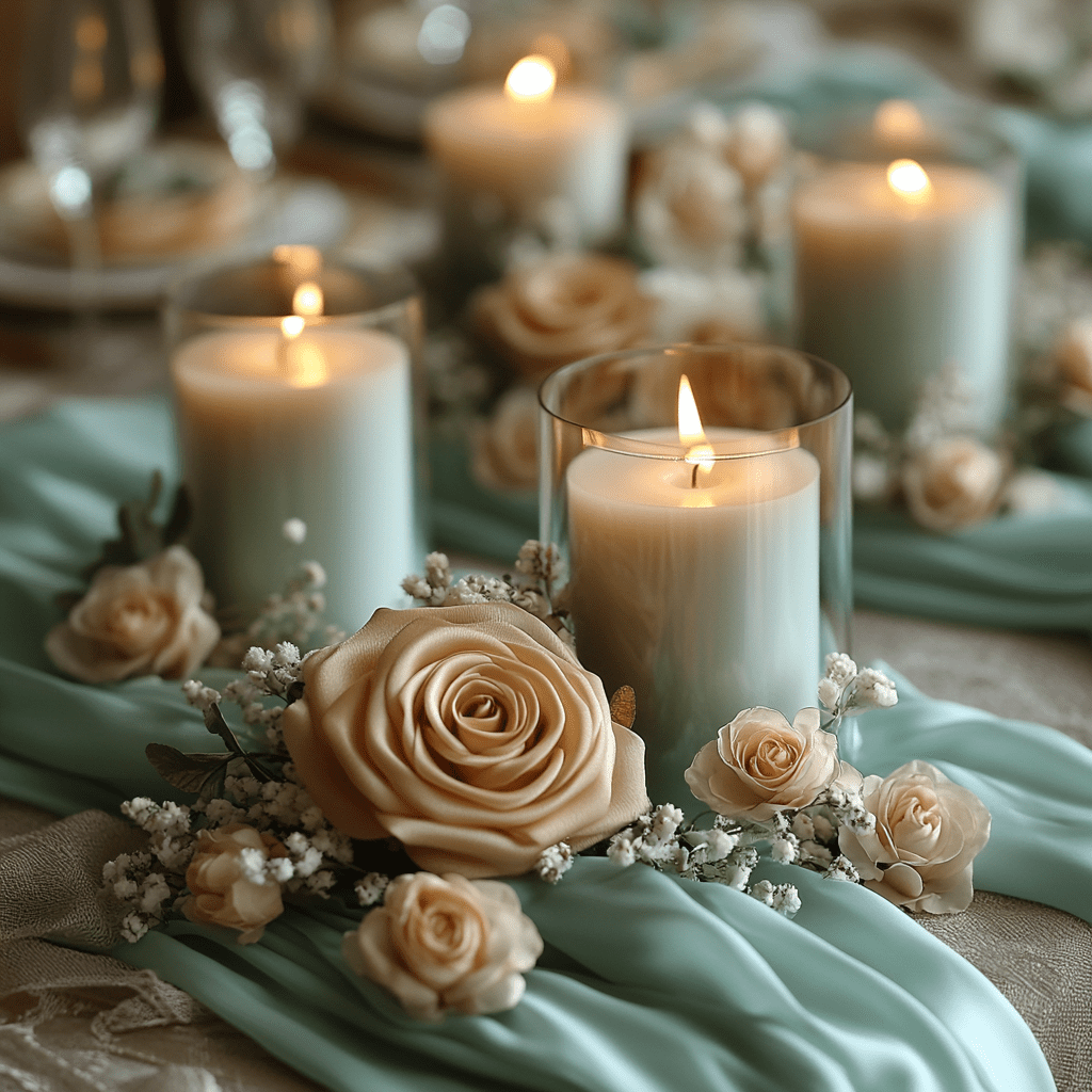 Olajzöld esküvői dekoráció