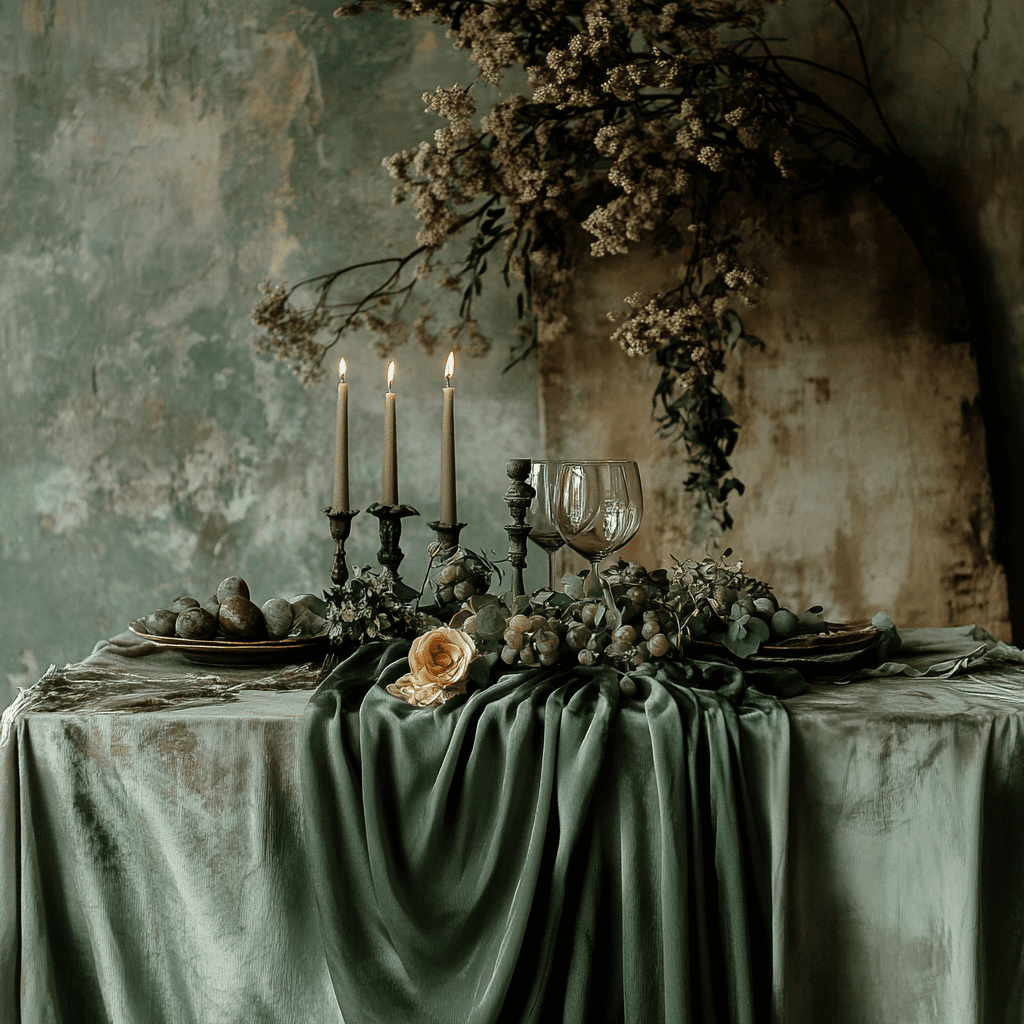 Olajzöld esküvői dekoráció