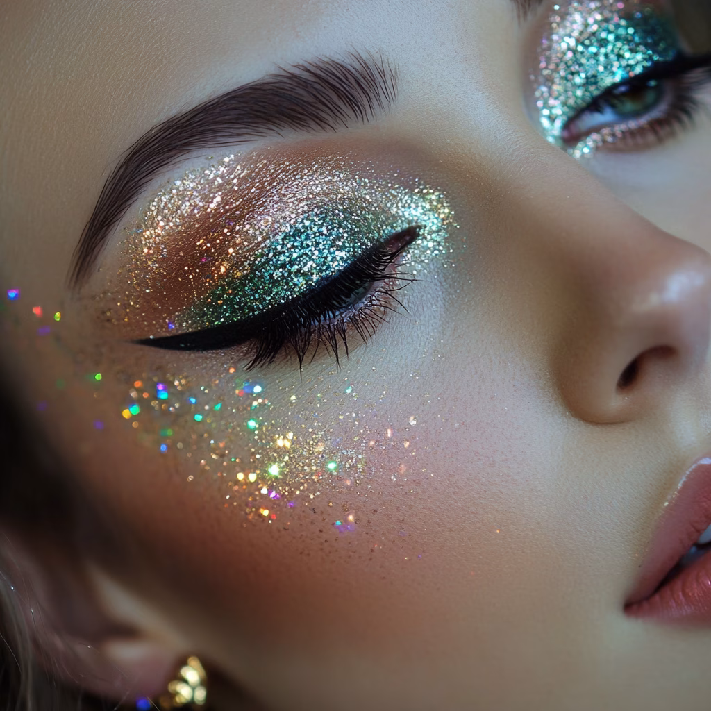 Szilveszteri zöld és arany smink