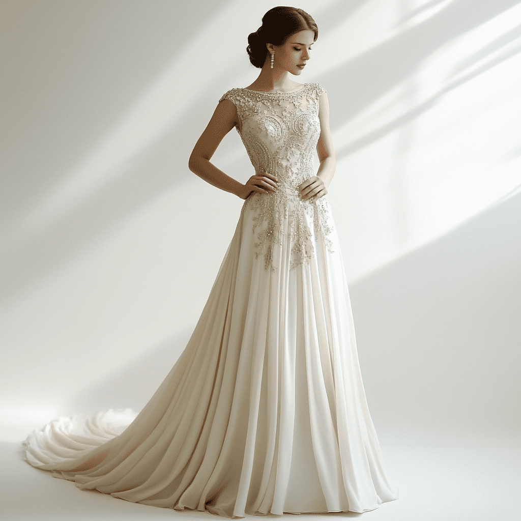 Szilveszteri hangulatú csipkés menyasszonyi ruha