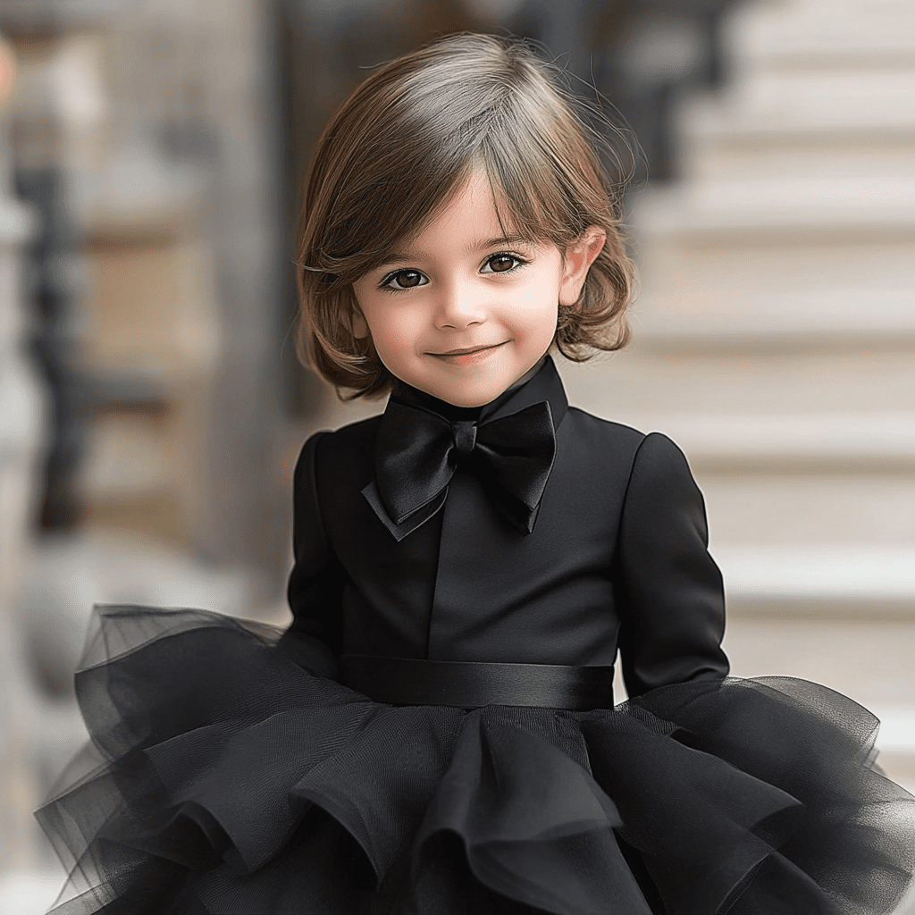 Kislány fekete elegáns ruhában