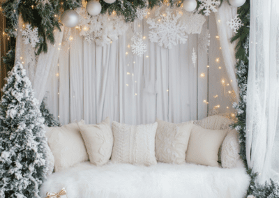 Karácsonyi hangulatú esküvői fotósarok