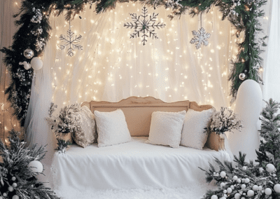 Karácsonyi hangulatú esküvői fotósarok