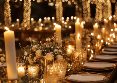 Karácsonyi hangulatú esküvői dekoráció