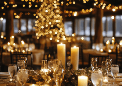 Karácsonyi hangulatú esküvői dekoráció