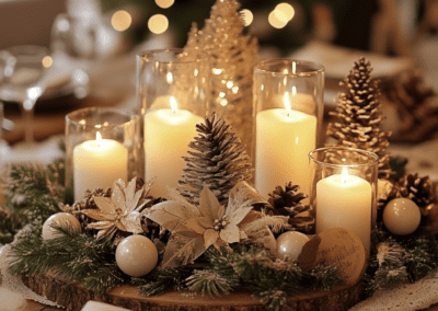 Karácsonyi hangulatú esküvői dekoráció