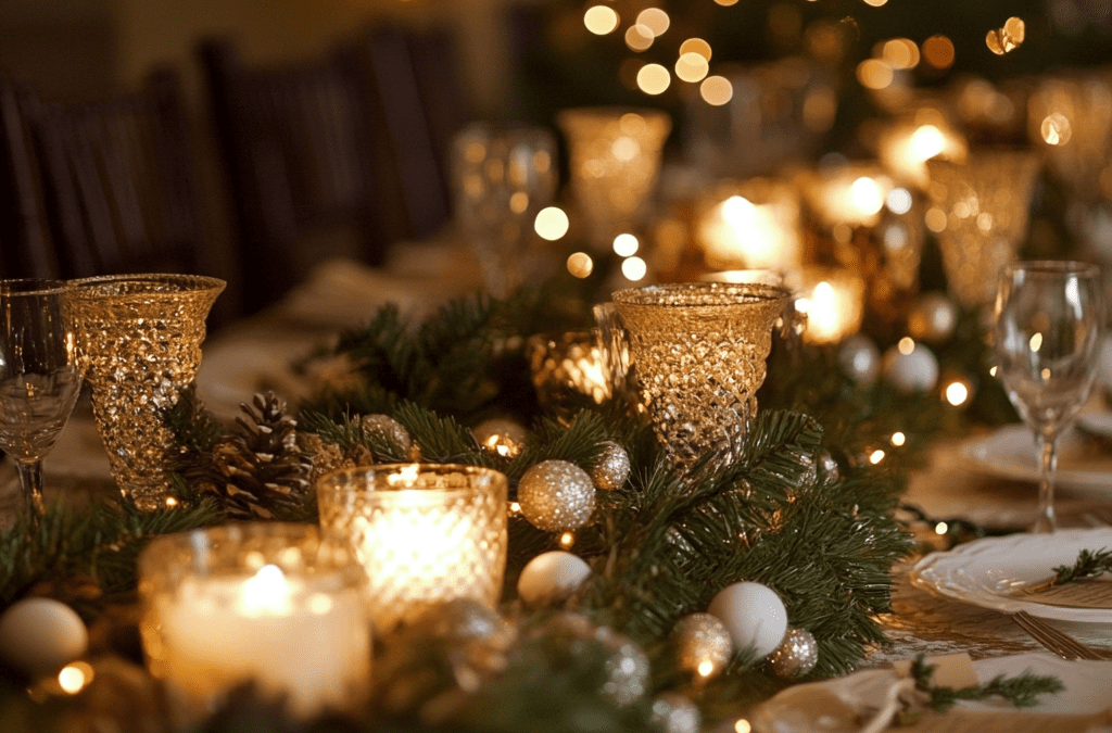 Karácsonyi hangulatú esküvői dekoráció