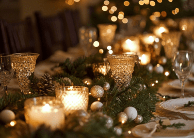 Karácsonyi hangulatú esküvői dekoráció