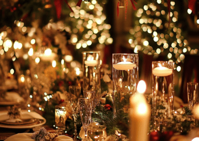 Karácsonyi hangulatú esküvői dekoráció