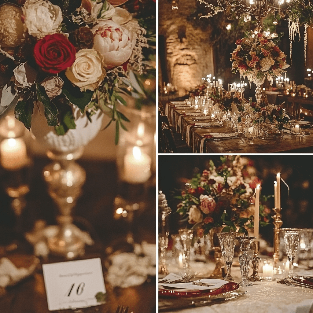 Vintage asztaldekoráció esküvőre