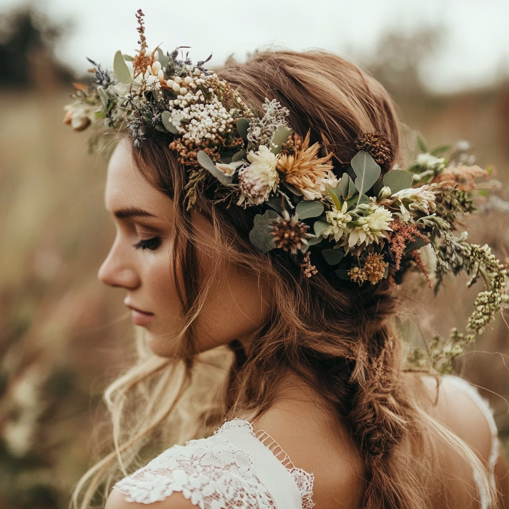 Természetes esküvői hajdísz