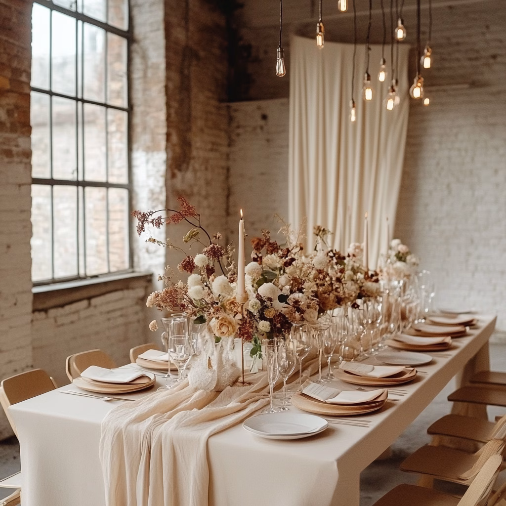 Minimalista esküvői dekoráció