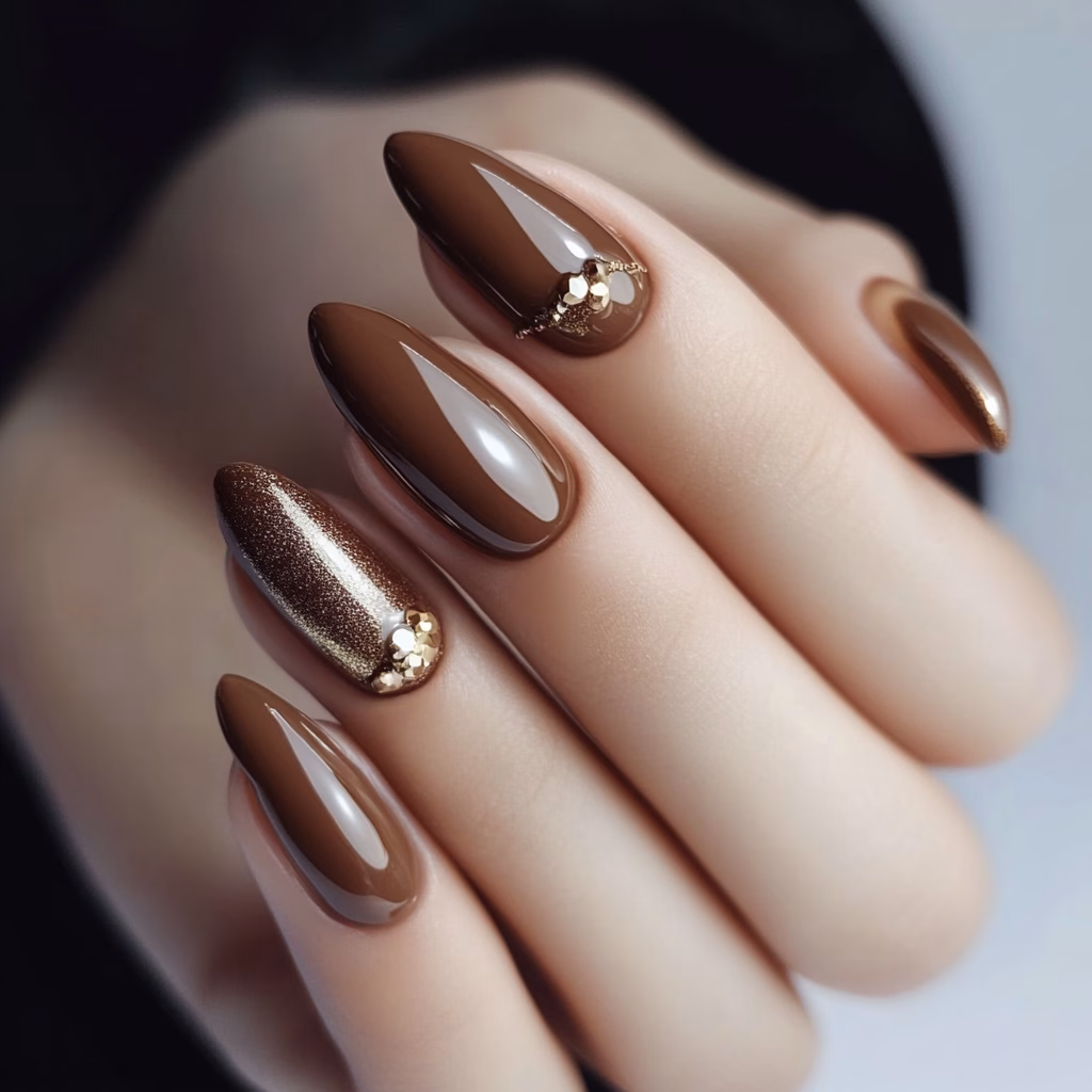 Mocha mousse esküvői köröm