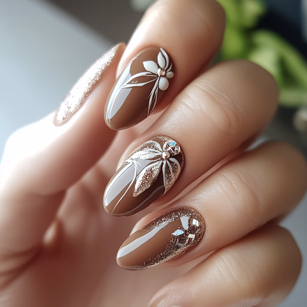 Mocha mousse esküvői köröm