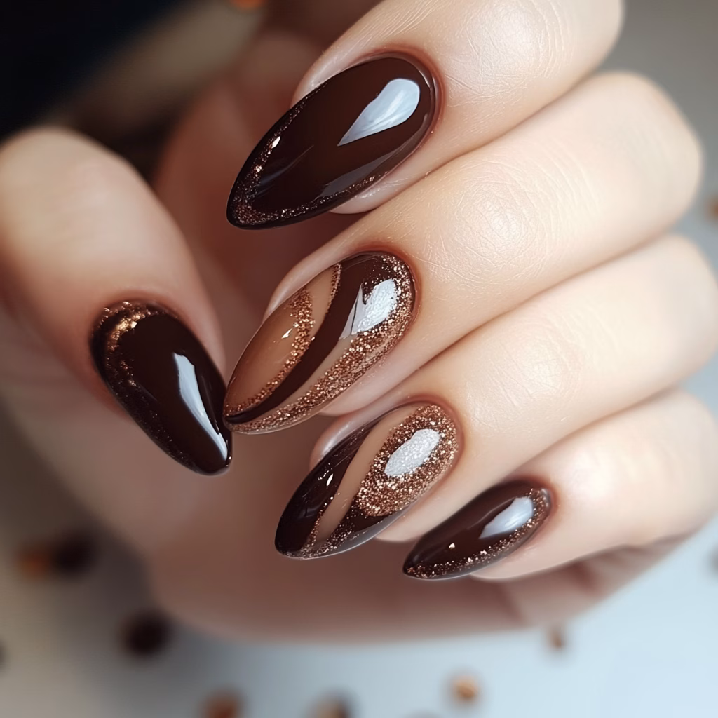 Mocha mousse esküvői köröm