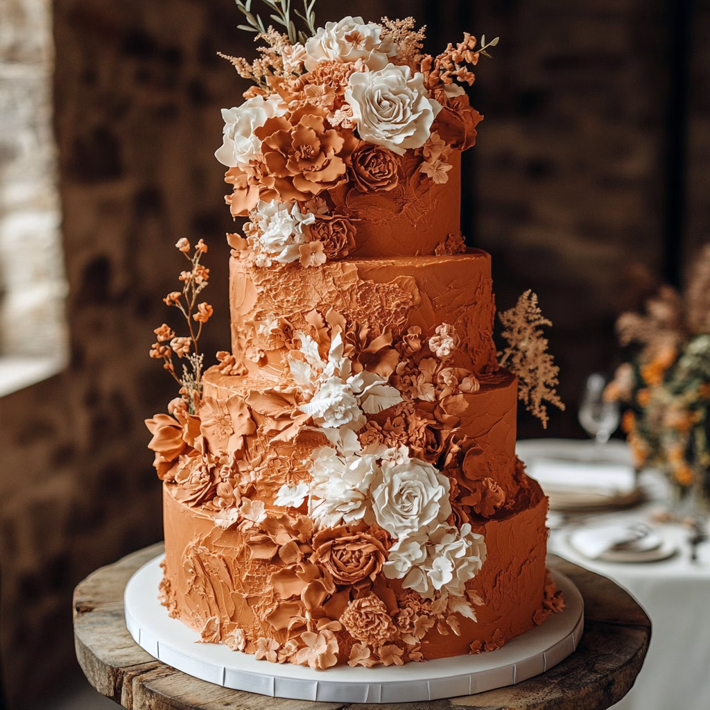 Terrakotta esküvői torta