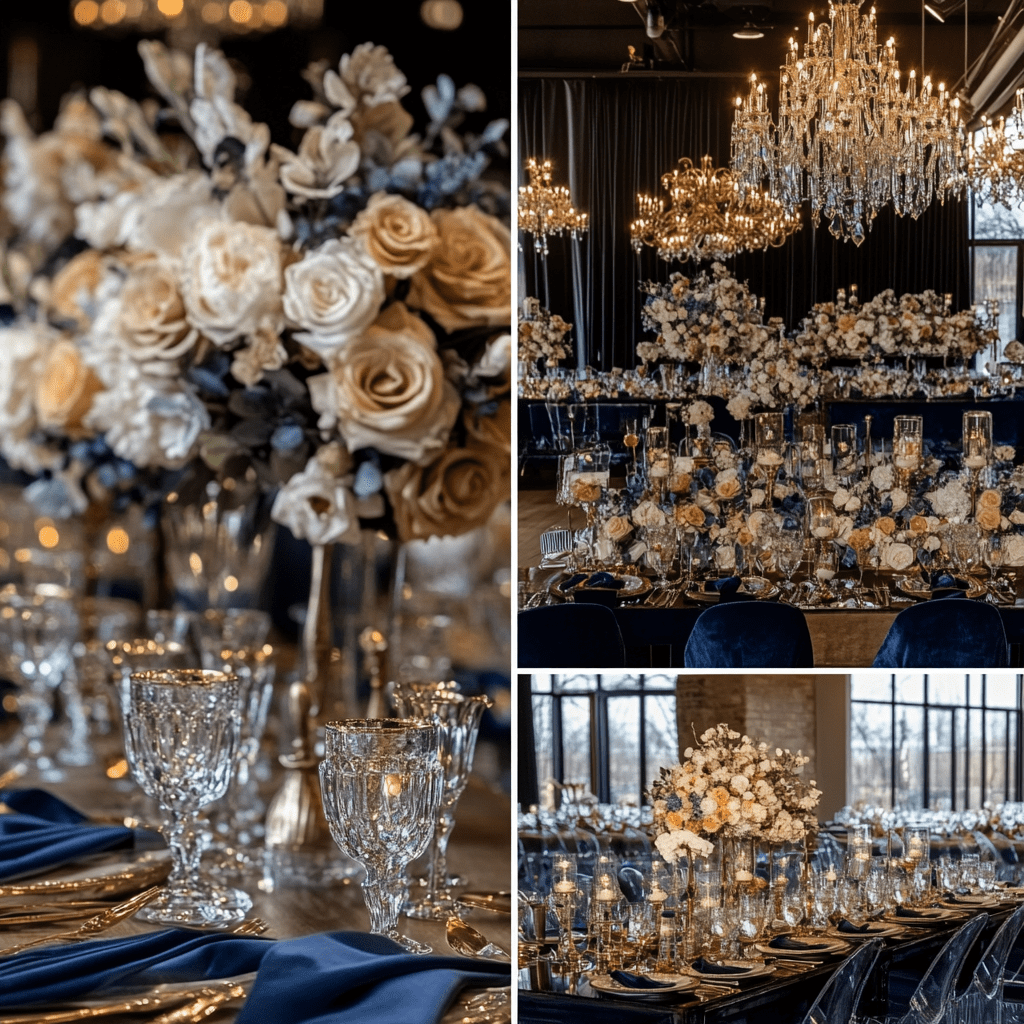 Sötétkék Elegáns Dekoráció