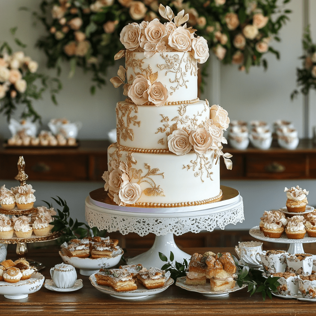 Menü – Elegáns esküvői torta és Regency-korszak ételei