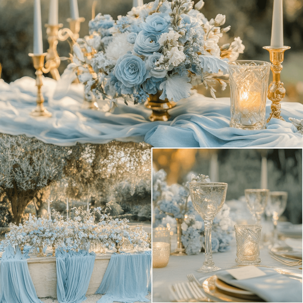 Púderkék és pezsgőszín – Finom és elegáns